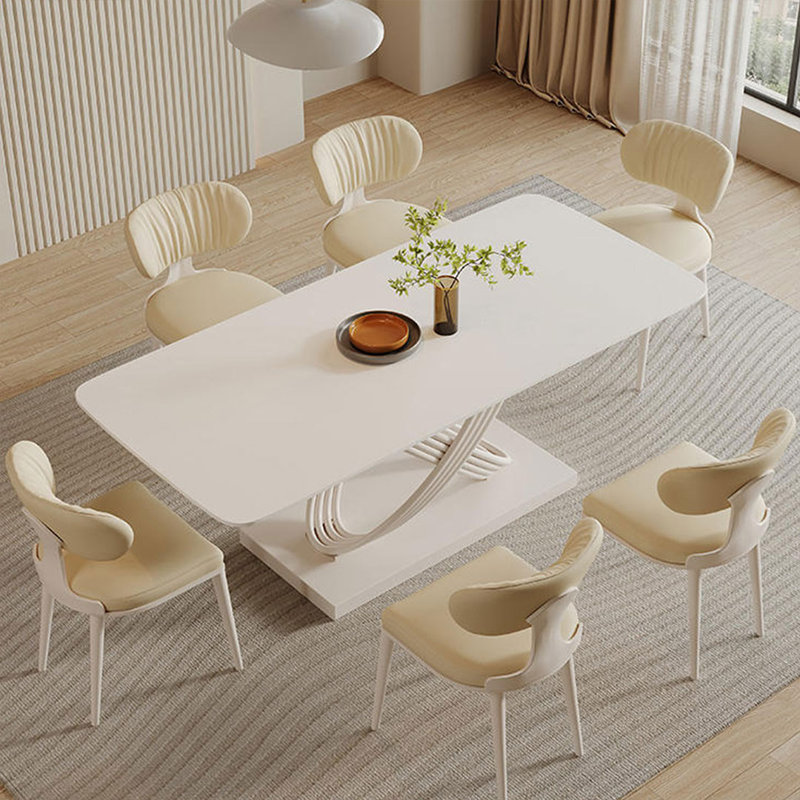 Impulse Wood 6 Person White Rectangular Sintered Stone Tabletop Dining Table Set Wayfair